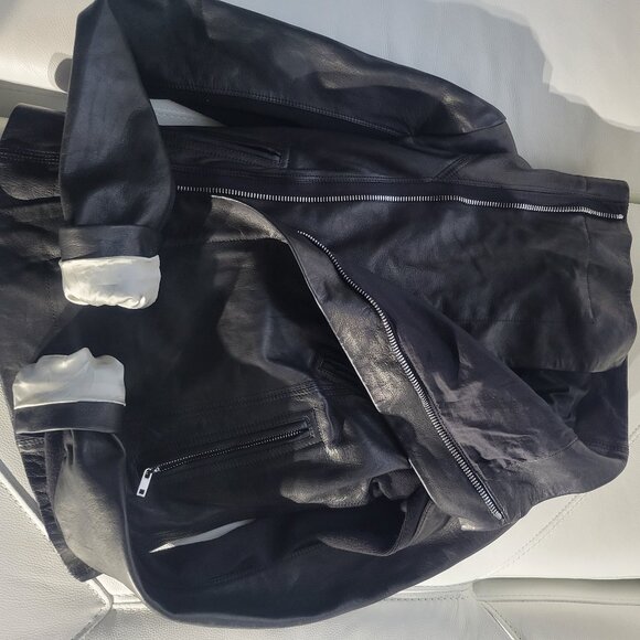 RICK OWENS Black Leather Biker Jacket IT 38, US 2 or XS - Picture 2 of 9